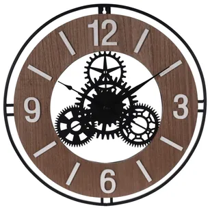 Zegar ścienny HZ1003620 z elementami drewnianymi